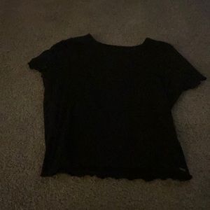 Black tee with ruffled sleeves